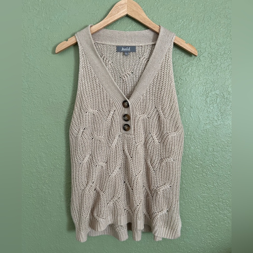 Marled Taupe Knit Sweater Vest